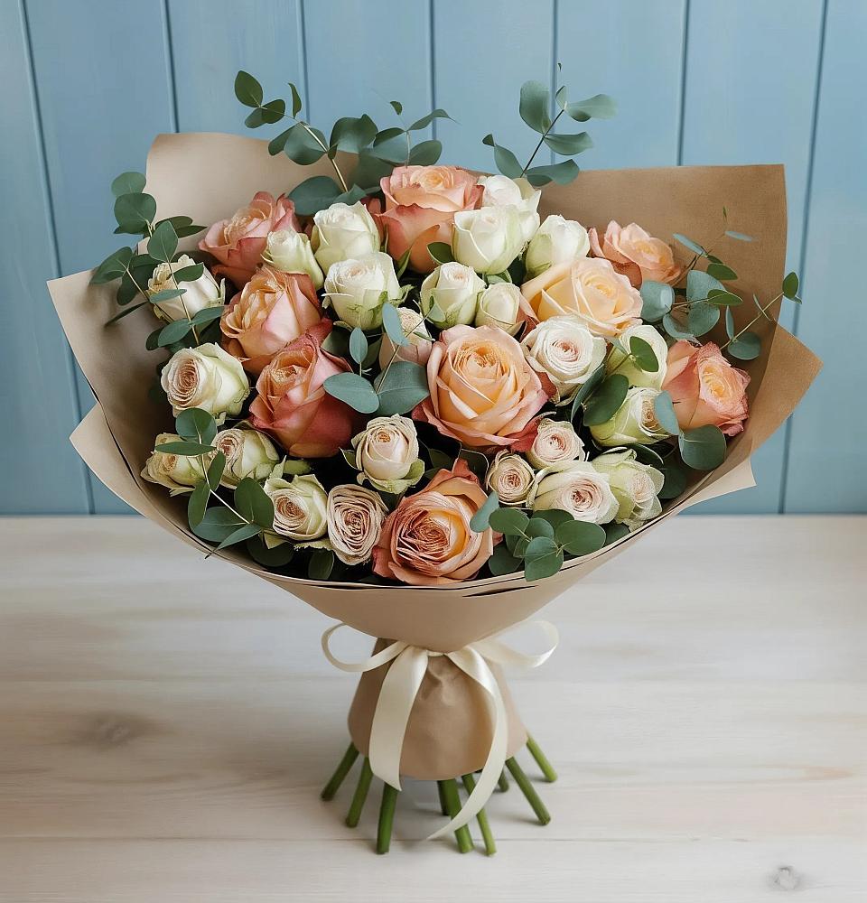 Букет цветов из: Альстромерии и Розы в Голиково