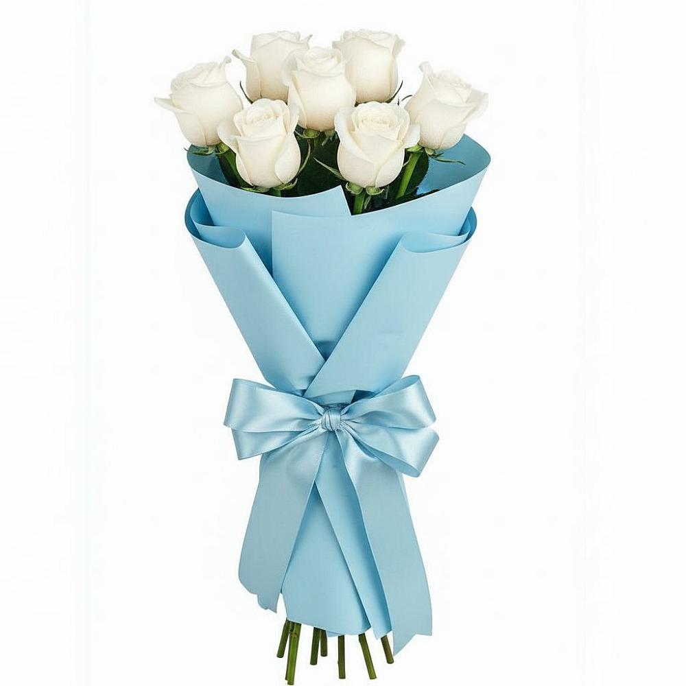 Букет 7 белых роз Проуд в Голиково
