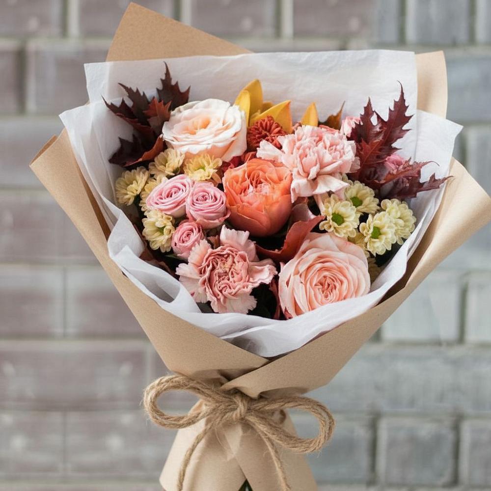 Букет цветов из: Гвоздики, Хризантемы и Розы в Голиково