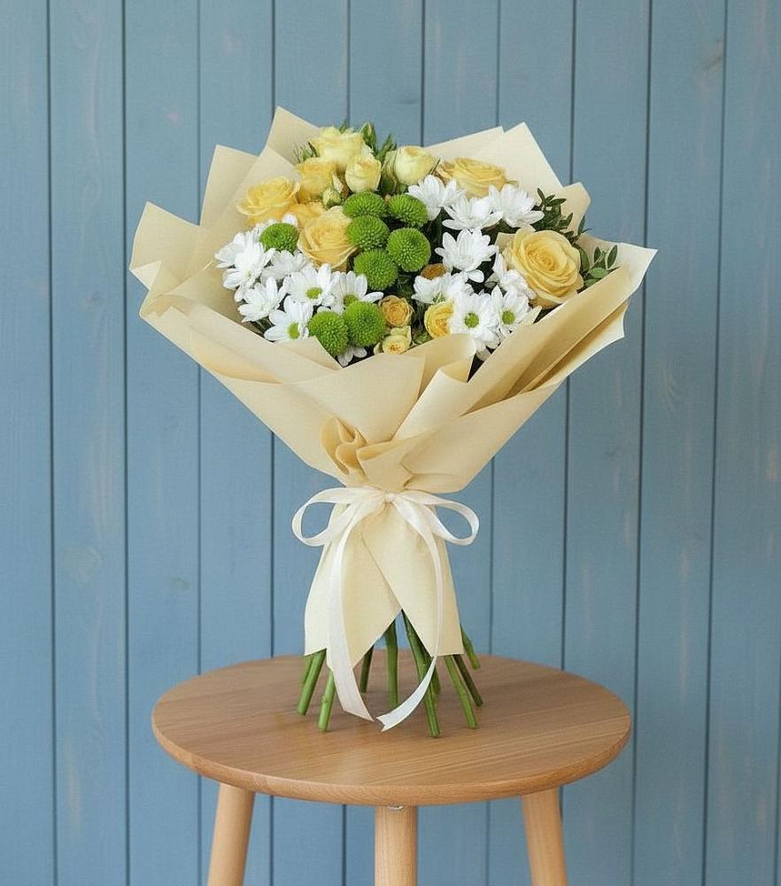 Букет цветов из: Хризантемы и Розы в Голиково