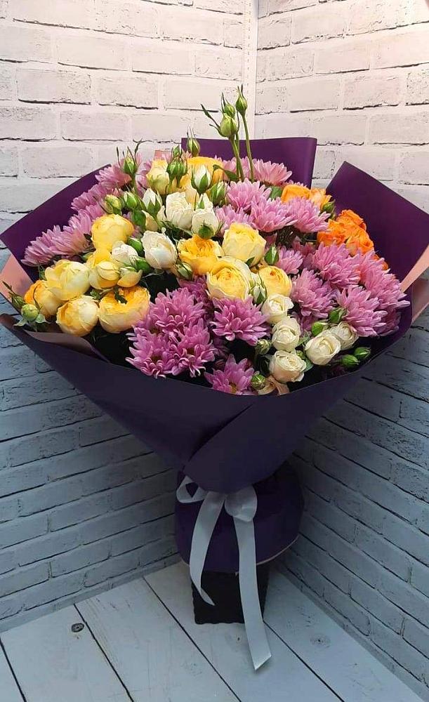 Букет цветов из: Хризантемы и Розы в Голиково