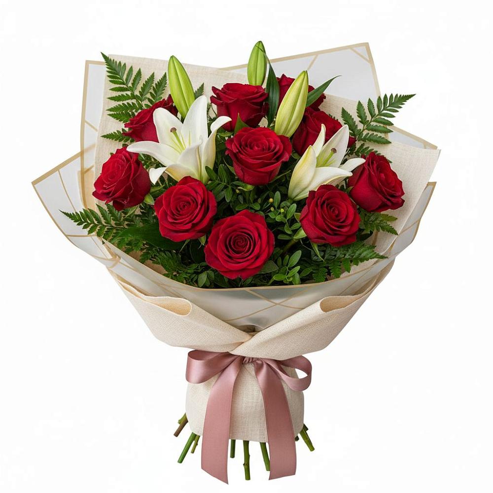 Букет цветов из: Лилии и Розы в Голиково