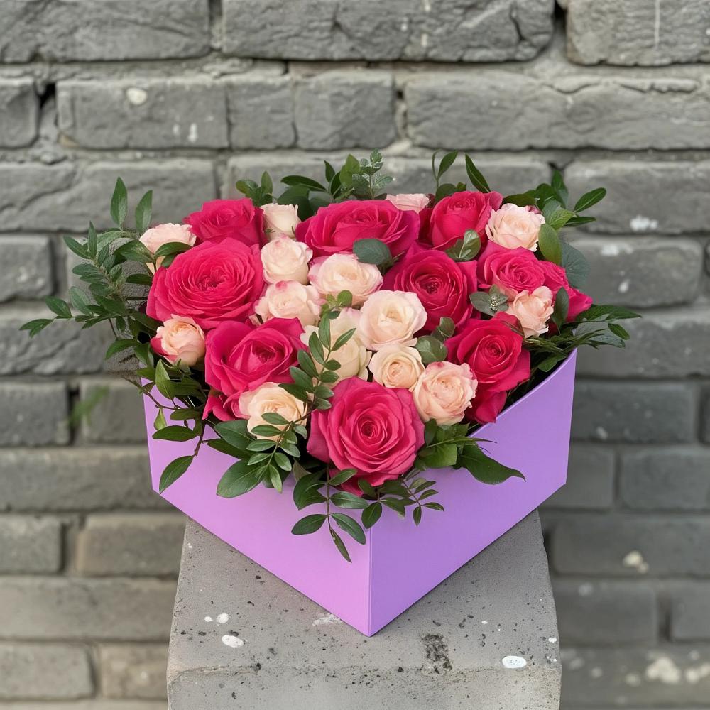 Цветочная композиция из Розы в коробке в Голиково