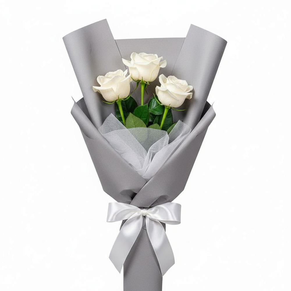 Букет 3 белые розы в Голиково