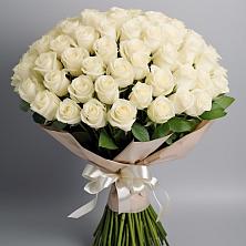 Букет 101 беля роза Белоснежка в Голиково