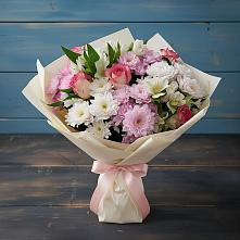 Букет цветов из:  Хризантемы, Альстромерии и Розы в Голиково