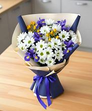 Букет цветов из:  Розы, Ирисы и Хризантемы в Голиково