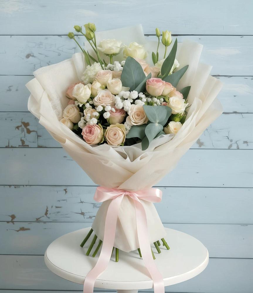 Букет цветов из: Розы и Лизиантусы в Голиково