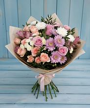 Букет цветов из:  Хризантемы, Розы и Альстромерии в Голиково