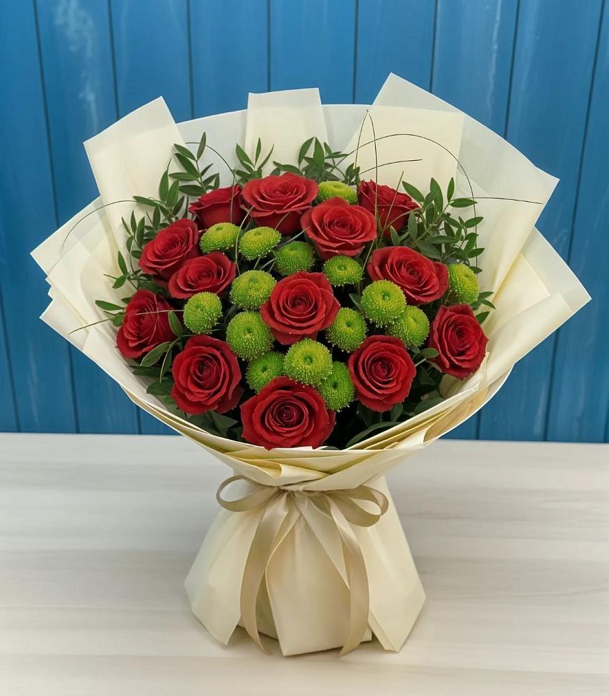 Букет цветов из: Розы и Хризантемы в Голиково