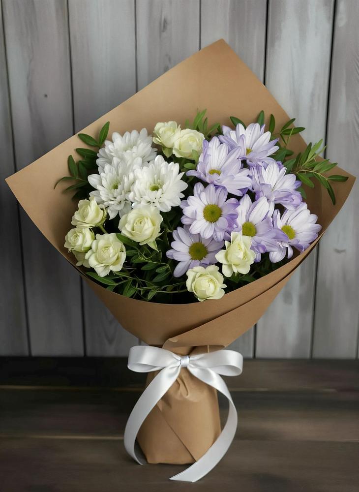 Букет цветов из: Хризантемы и Розы в Голиково